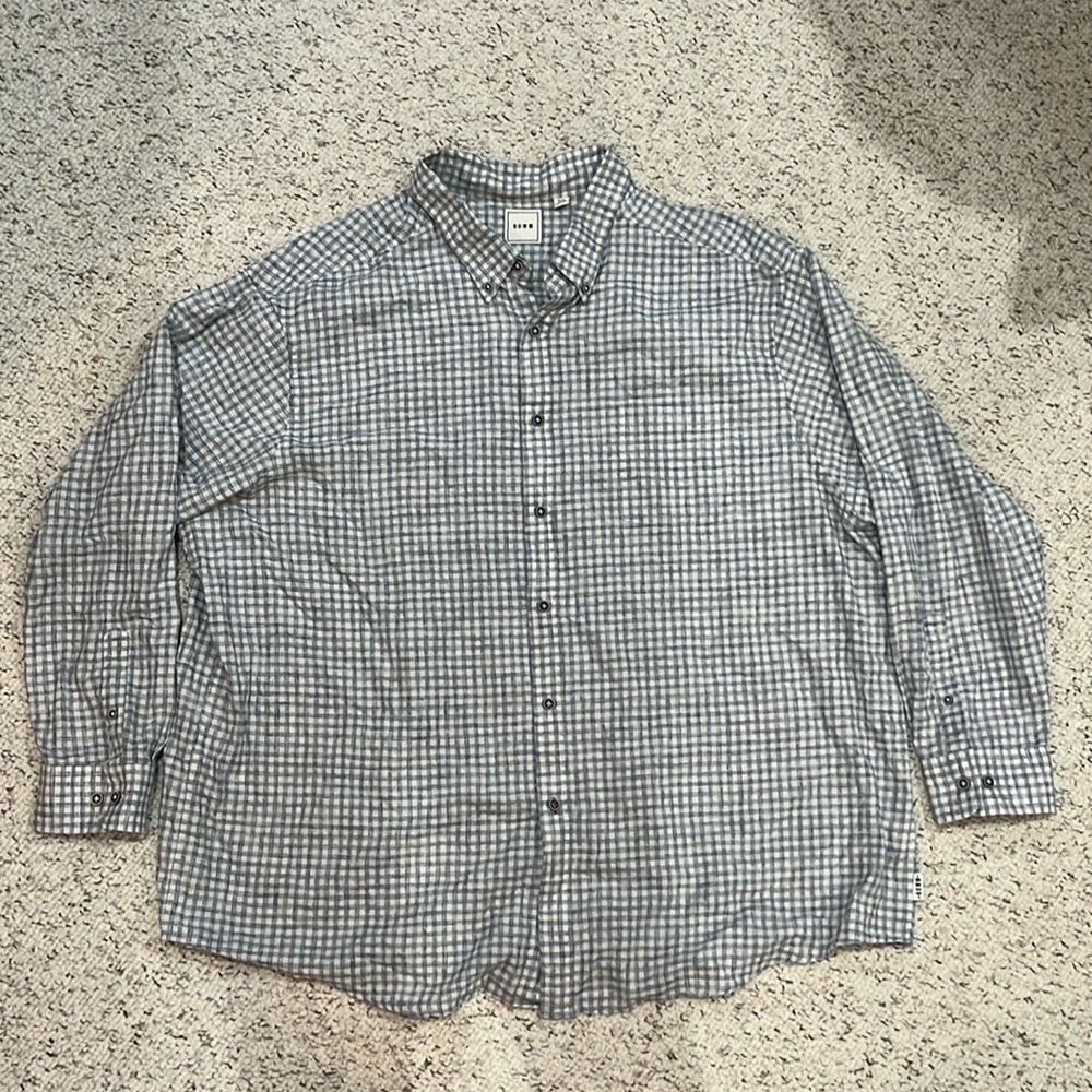 ROWM blue checkered button down, 3XB.